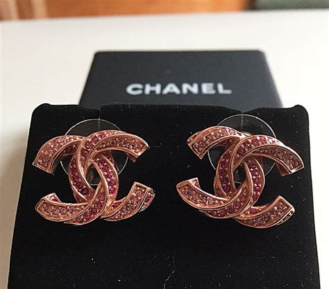 chanel pink stud earrings|authentic chanel logo stud earrings.